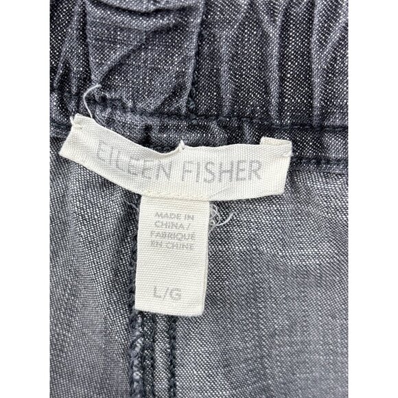 Eileen Fisher Tencel Tapered Button Ankle Crop Pant Black Large - Picture 6 of 7